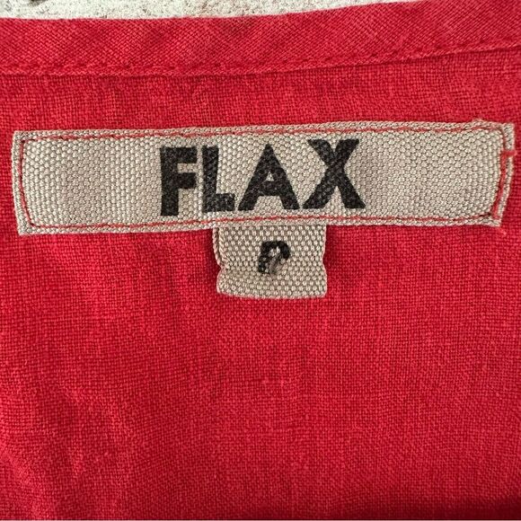 Flax Button Down Blouse 100% Linen Red Women’s P Small 4 / 6 - Picture 5 of 10